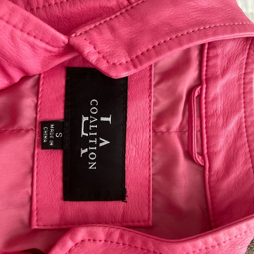 Vibrant Pink Leather Motorcycle Jacket - Picture 11 of 12